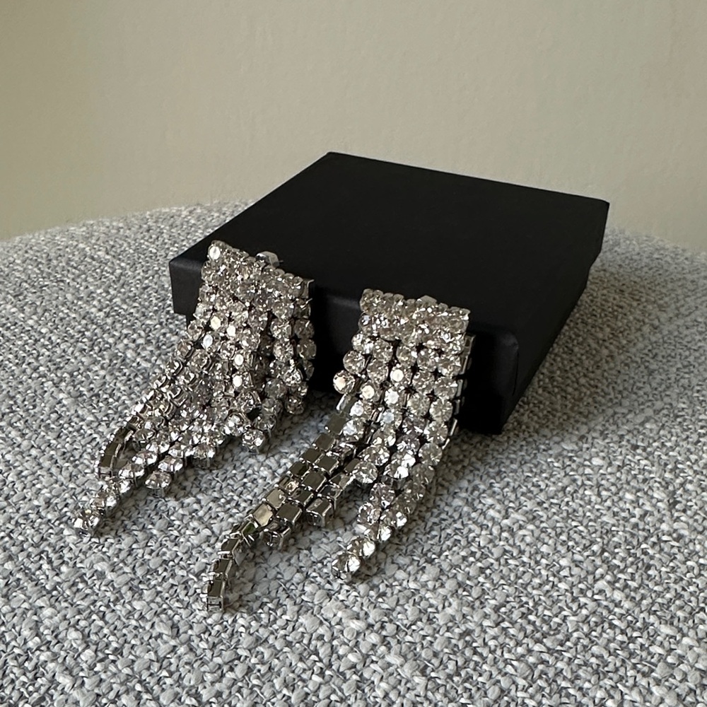 Elegant Silver Crystal Chandelier Earrings